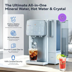 Sistem de purificare a apei NatureFlow I4, 4,8 litri, apă rece și cuburi de gheață, filtrare în 10 etape, osmoză inversă, alb/gri