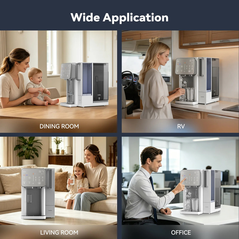 Sistem de purificare a apei NatureFlow I4, 4,8 litri, apă rece și cuburi de gheață, filtrare în 10 etape, osmoză inversă, alb/gri