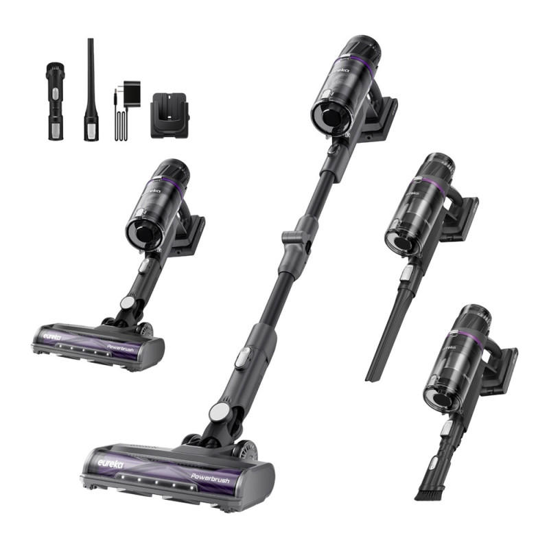 Aspirator vertical 2 în 1 Eureka NEC530, 550 W, 38 kPa, 1 l, autonomie de 60 min, perie turbo, reglare a puterii, filtru HEPA lavabil, negru
