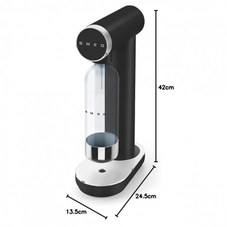 Aparat de sodă SMEG Collezione SKC01BLM, 800 ml, CO2, supapă de siguranță, tavă de scurgere, acționare manuală, negru mat