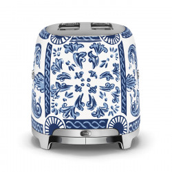 Prăjitor de pâine SMEG Dolce & Gabbana Blu Mediterraneo TSF01DGBEU, 950 W, 2 felii, 6 niveluri, Tava pentru firimituri, Cablu integrat, Oțel inoxidabil, Albastru