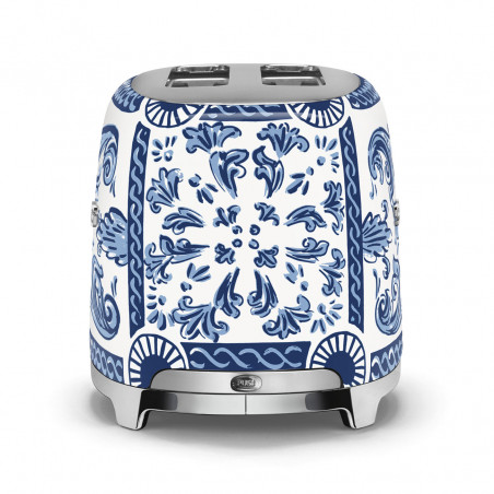 Prăjitor de pâine SMEG Dolce & Gabbana Blu Mediterraneo TSF01DGBEU, 950 W, 2 felii, 6 niveluri, Tava pentru firimituri, Cablu integrat, Oțel inoxidabil, Albastru