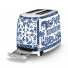 Prăjitor de pâine SMEG Dolce & Gabbana Blu Mediterraneo TSF01DGBEU, 950 W, 2 felii, 6 niveluri, Tava pentru firimituri, Cablu integrat, Oțel inoxidabil, Albastru