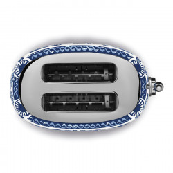 Prăjitor de pâine SMEG Dolce & Gabbana Blu Mediterraneo TSF01DGBEU, 950 W, 2 felii, 6 niveluri, Tava pentru firimituri, Cablu integrat, Oțel inoxidabil, Albastru