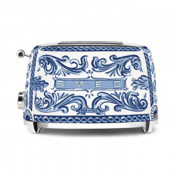 Prăjitor de pâine SMEG Dolce & Gabbana Blu Mediterraneo TSF01DGBEU, 950 W, 2 felii, 6 niveluri, Tava pentru firimituri, Cablu integrat, Oțel inoxidabil, Albastru