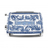 Prăjitor de pâine SMEG Dolce & Gabbana Blu Mediterraneo TSF01DGBEU, 950 W, 2 felii, 6 niveluri, Tava pentru firimituri, Cablu integrat, Oțel inoxidabil, Albastru