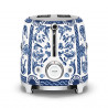 Prăjitor de pâine SMEG Dolce & Gabbana Blu Mediterraneo TSF01DGBEU, 950 W, 2 felii, 6 niveluri, Tava pentru firimituri, Cablu integrat, Oțel inoxidabil, Albastru