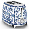 Prăjitor de pâine SMEG Dolce & Gabbana Blu Mediterraneo TSF01DGBEU, 950 W, 2 felii, 6 niveluri, Tava pentru firimituri, Cablu integrat, Oțel inoxidabil, Albastru