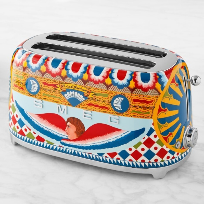 Prăjitor de pâine SMEG Dolce & Gabbana Sicily is my Love! TSF02DGEU, 1500 W, 4 felii, 6 niveluri, Tava pentru firimituri, Cablu integrat, Oțel inoxidabil, Multicolor