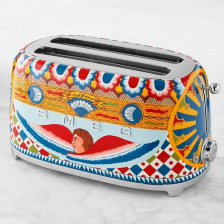 Prăjitor de pâine SMEG Dolce & Gabbana Sicily is my Love! TSF02DGEU, 1500 W, 4 felii, 6 niveluri, Tava pentru firimituri, Cablu integrat, Oțel inoxidabil, Multicolor