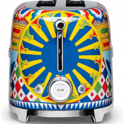 Prăjitor de pâine SMEG Dolce & Gabbana Sicily is my Love! TSF02DGEU, 1500 W, 4 felii, 6 niveluri, Tava pentru firimituri, Cablu integrat, Oțel inoxidabil, Multicolor