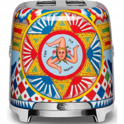 Prăjitor de pâine SMEG Dolce & Gabbana Sicily is my Love! TSF02DGEU, 1500 W, 4 felii, 6 niveluri, Tava pentru firimituri, Cablu integrat, Oțel inoxidabil, Multicolor