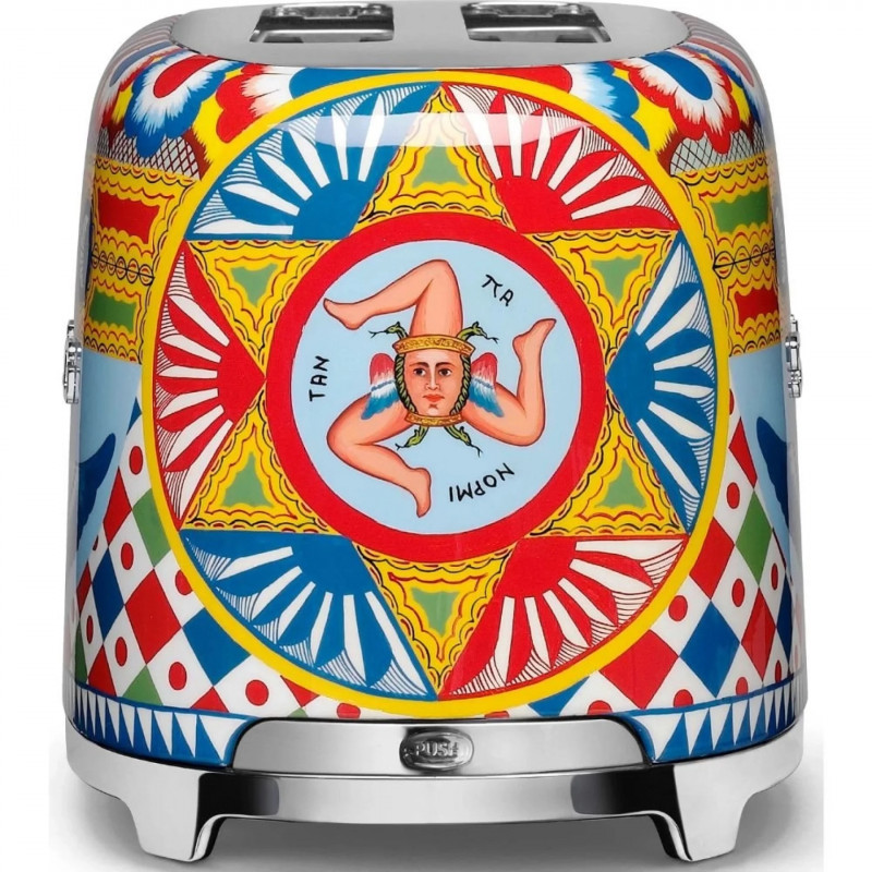 Prăjitor de pâine SMEG Dolce & Gabbana Sicily is my Love! TSF02DGEU, 1500 W, 4 felii, 6 niveluri, Tava pentru firimituri, Cablu integrat, Oțel inoxidabil, Multicolor