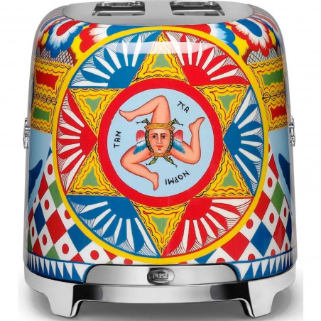 Prăjitor de pâine SMEG Dolce & Gabbana Sicily is my Love! TSF02DGEU, 1500 W, 4 felii, 6 niveluri, Tava pentru firimituri, Cablu integrat, Oțel inoxidabil, Multicolor