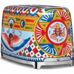 Prăjitor de pâine SMEG Dolce & Gabbana Sicily is my Love! TSF02DGEU, 1500 W, 4 felii, 6 niveluri, Tava pentru firimituri, Cablu integrat, Oțel inoxidabil, Multicolor