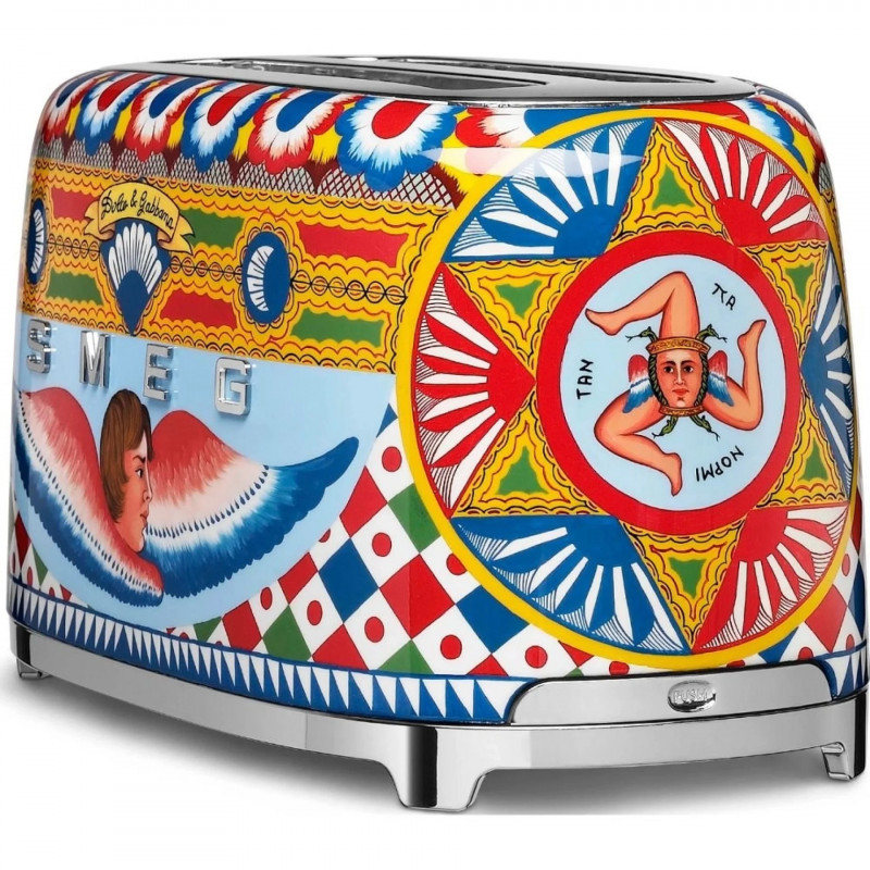 Prăjitor de pâine SMEG Dolce & Gabbana Sicily is my Love! TSF02DGEU, 1500 W, 4 felii, 6 niveluri, Tava pentru firimituri, Cablu integrat, Oțel inoxidabil, Multicolor