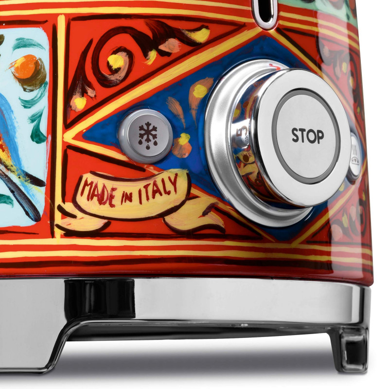 Prăjitor de pâine SMEG Dolce & Gabbana Sicily is my Love! TSF01DGEU, 950 W, 2 felii, 6 niveluri, Tava pentru firimituri, Cablu integrat, Oțel inoxidabil, Multicolor