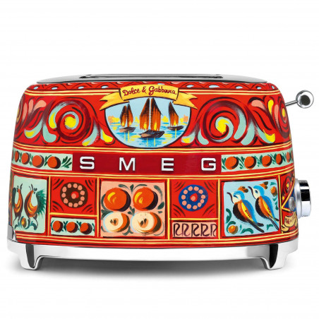 Prăjitor de pâine SMEG Dolce & Gabbana Sicily is my Love! TSF01DGEU, 950 W, 2 felii, 6 niveluri, Tava pentru firimituri, Cablu integrat, Oțel inoxidabil, Multicolor