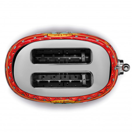 Prăjitor de pâine SMEG Dolce & Gabbana Sicily is my Love! TSF01DGEU, 950 W, 2 felii, 6 niveluri, Tava pentru firimituri, Cablu integrat, Oțel inoxidabil, Multicolor
