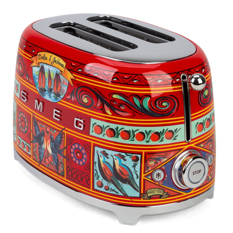 Prăjitor de pâine SMEG Dolce & Gabbana Sicily is my Love! TSF01DGEU, 950 W, 2 felii, 6 niveluri, Tava pentru firimituri, Cablu integrat, Oțel inoxidabil, Multicolor