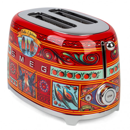 Prăjitor de pâine SMEG Dolce & Gabbana Sicily is my Love! TSF01DGEU, 950 W, 2 felii, 6 niveluri, Tava pentru firimituri, Cablu integrat, Oțel inoxidabil, Multicolor
