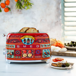 Prăjitor de pâine SMEG Dolce & Gabbana Sicily is my Love! TSF01DGEU, 950 W, 2 felii, 6 niveluri, Tava pentru firimituri, Cablu integrat, Oțel inoxidabil, Multicolor