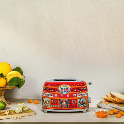 Prăjitor de pâine SMEG Dolce & Gabbana Sicily is my Love! TSF01DGEU, 950 W, 2 felii, 6 niveluri, Tava pentru firimituri, Cablu integrat, Oțel inoxidabil, Multicolor