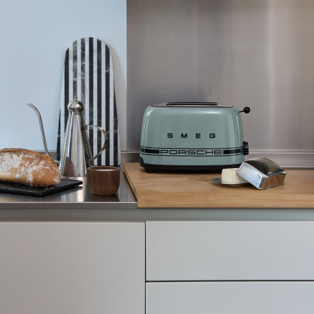 Prăjitor de pâine SMEG 50's Style Porsche TSF01PSGEU, 950 W, 2 felii, 6 niveluri, Tava pentru firimituri, Cablu integrat, Oțel inoxidabil, Verde