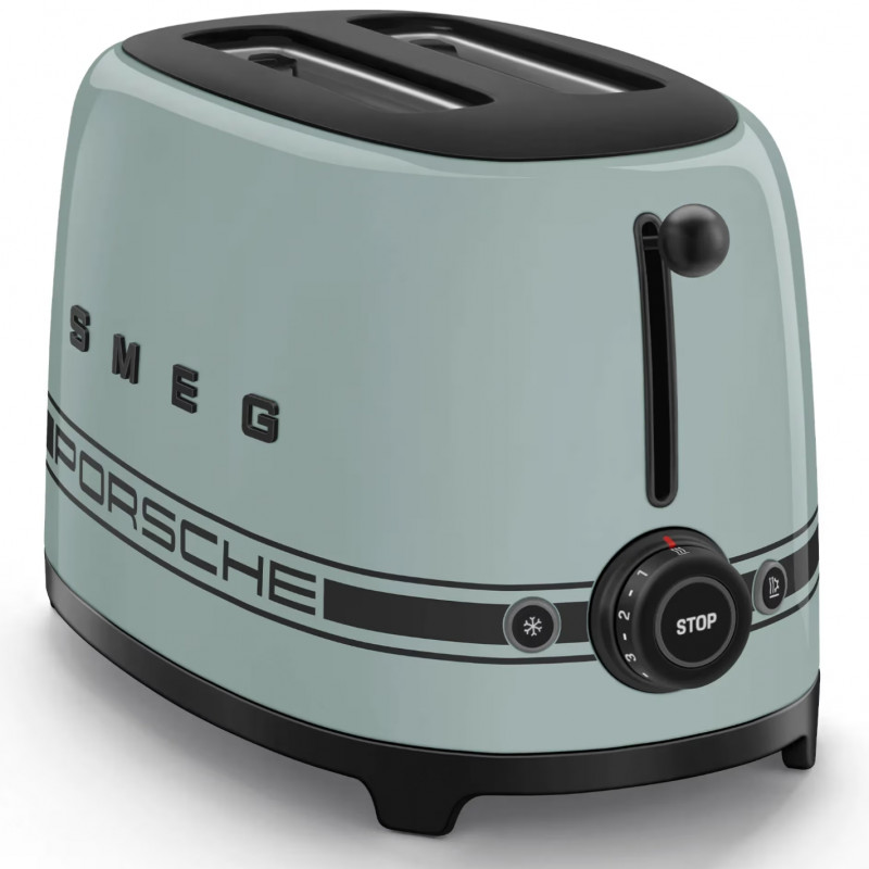 Prăjitor de pâine SMEG 50's Style Porsche TSF01PSGEU, 950 W, 2 felii, 6 niveluri, Tava pentru firimituri, Cablu integrat, Oțel inoxidabil, Verde