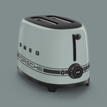 Prăjitor de pâine SMEG 50's Style Porsche TSF01PSGEU, 950 W, 2 felii, 6 niveluri, Tava pentru firimituri, Cablu integrat, Oțel inoxidabil, Verde