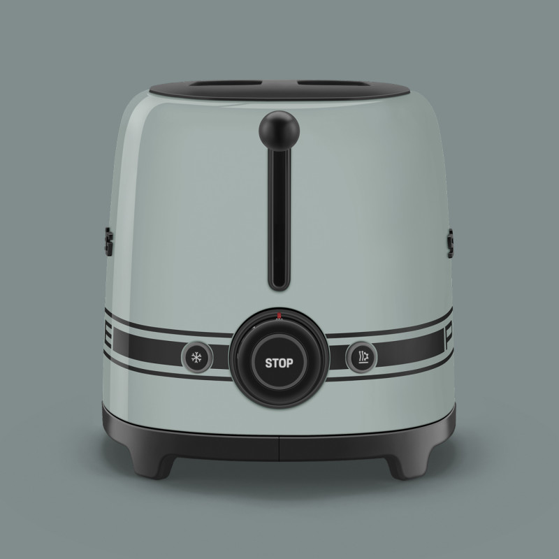 Prăjitor de pâine SMEG 50's Style Porsche TSF01PSGEU, 950 W, 2 felii, 6 niveluri, Tava pentru firimituri, Cablu integrat, Oțel inoxidabil, Verde