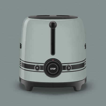 Prăjitor de pâine SMEG 50's Style Porsche TSF01PSGEU, 950 W, 2 felii, 6 niveluri, Tava pentru firimituri, Cablu integrat, Oțel inoxidabil, Verde