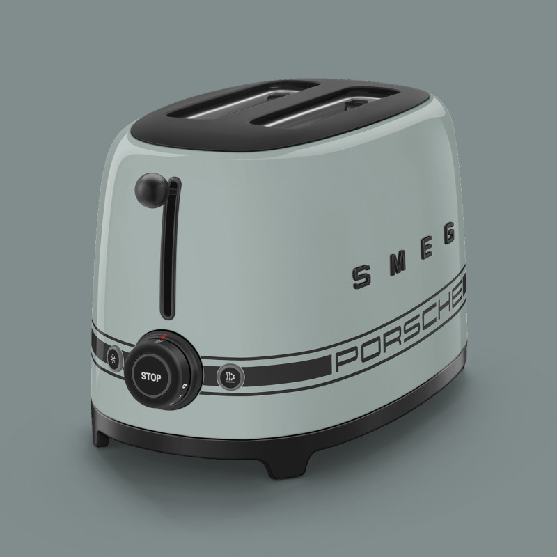 Prăjitor de pâine SMEG 50's Style Porsche TSF01PSGEU, 950 W, 2 felii, 6 niveluri, Tava pentru firimituri, Cablu integrat, Oțel inoxidabil, Verde