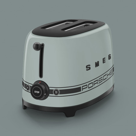 Prăjitor de pâine SMEG 50's Style Porsche TSF01PSGEU, 950 W, 2 felii, 6 niveluri, Tava pentru firimituri, Cablu integrat, Oțel inoxidabil, Verde