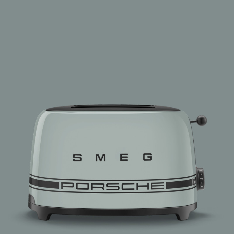 Prăjitor de pâine SMEG 50's Style Porsche TSF01PSGEU, 950 W, 2 felii, 6 niveluri, Tava pentru firimituri, Cablu integrat, Oțel inoxidabil, Verde