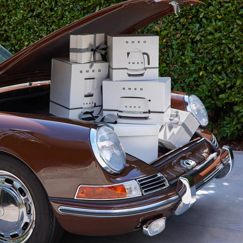Prăjitor de pâine SMEG 50's Style Porsche TSF01PCWEU, 950 W, 2 felii, 6 niveluri, Tava pentru firimituri, Cablu integrat, Oțel inoxidabil, Alb