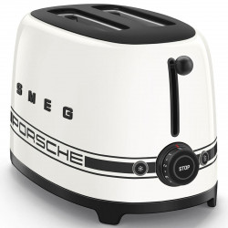 Prăjitor de pâine SMEG 50's Style Porsche TSF01PCWEU, 950 W, 2 felii, 6 niveluri, Tava pentru firimituri, Cablu integrat, Oțel inoxidabil, Alb