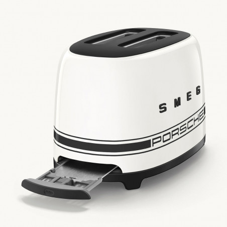 Prăjitor de pâine SMEG 50's Style Porsche TSF01PCWEU, 950 W, 2 felii, 6 niveluri, Tava pentru firimituri, Cablu integrat, Oțel inoxidabil, Alb