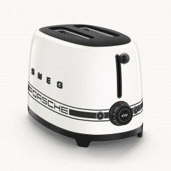 Prăjitor de pâine SMEG 50's Style Porsche TSF01PCWEU, 950 W, 2 felii, 6 niveluri, Tava pentru firimituri, Cablu integrat, Oțel inoxidabil, Alb
