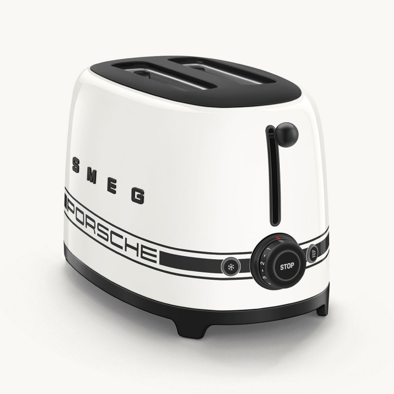 Prăjitor de pâine SMEG 50's Style Porsche TSF01PCWEU, 950 W, 2 felii, 6 niveluri, Tava pentru firimituri, Cablu integrat, Oțel inoxidabil, Alb