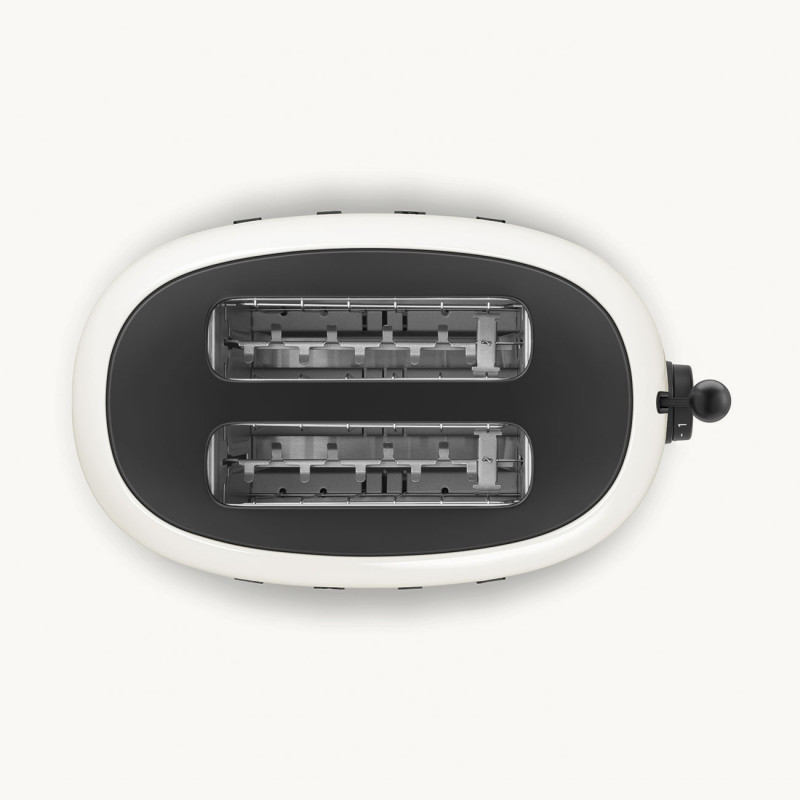 Prăjitor de pâine SMEG 50's Style Porsche TSF01PCWEU, 950 W, 2 felii, 6 niveluri, Tava pentru firimituri, Cablu integrat, Oțel inoxidabil, Alb