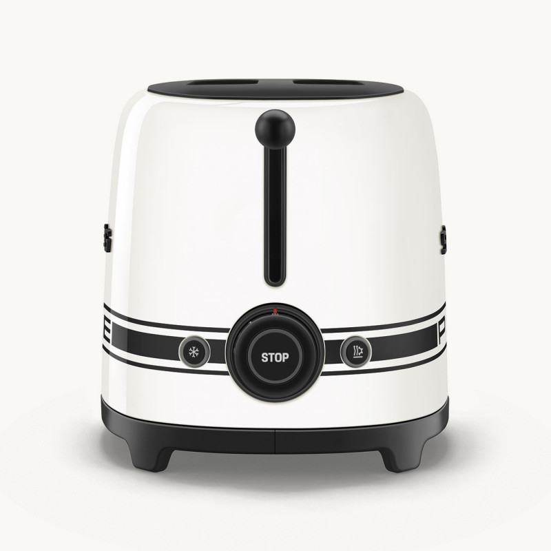 Prăjitor de pâine SMEG 50's Style Porsche TSF01PCWEU, 950 W, 2 felii, 6 niveluri, Tava pentru firimituri, Cablu integrat, Oțel inoxidabil, Alb