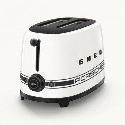 Prăjitor de pâine SMEG 50's Style Porsche TSF01PCWEU, 950 W, 2 felii, 6 niveluri, Tava pentru firimituri, Cablu integrat, Oțel inoxidabil, Alb