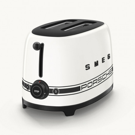Prăjitor de pâine SMEG 50's Style Porsche TSF01PCWEU, 950 W, 2 felii, 6 niveluri, Tava pentru firimituri, Cablu integrat, Oțel inoxidabil, Alb