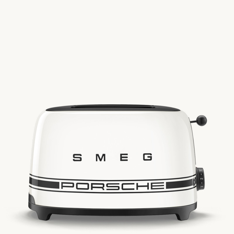 Prăjitor de pâine SMEG 50's Style Porsche TSF01PCWEU, 950 W, 2 felii, 6 niveluri, Tava pentru firimituri, Cablu integrat, Oțel inoxidabil, Alb