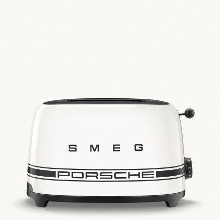 Prăjitor de pâine SMEG 50's Style Porsche TSF01PCWEU, 950 W, 2 felii, 6 niveluri, Tava pentru firimituri, Cablu integrat, Oțel inoxidabil, Alb