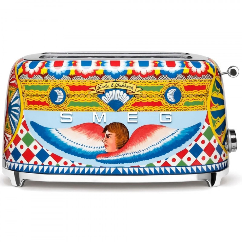 Prăjitor de pâine SMEG Dolce & Gabbana Sicily is my Love! TSF02DGEU, 1500 W, 4 felii, 6 niveluri, Tava pentru firimituri, Cablu integrat, Oțel inoxidabil, Multicolor