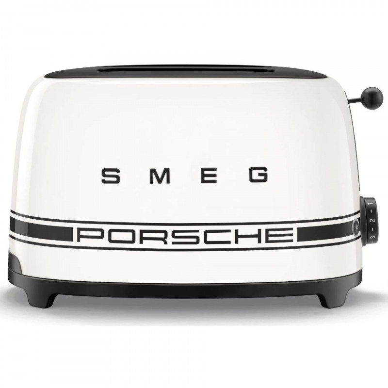 Prăjitor de pâine SMEG 50's Style Porsche TSF01PCWEU, 950 W, 2 felii, 6 niveluri, Tava pentru firimituri, Cablu integrat, Oțel inoxidabil, Alb