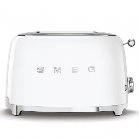 Prăjitor de pâine SMEG 50's Style TSF01WHEU, 950 W, 2 felii, 6 niveluri, Tava pentru firimituri, Cablu integrat, Oțel inoxidabil, Alb