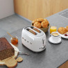 Prăjitor de pâine SMEG 50's Style TSF01WHEU, 950 W, 2 felii, 6 niveluri, Tava pentru firimituri, Cablu integrat, Oțel inoxidabil, Alb